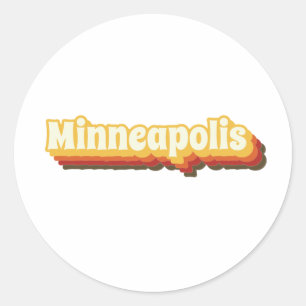 Sticker Rond Texte Vintage rétro de Minneapolis