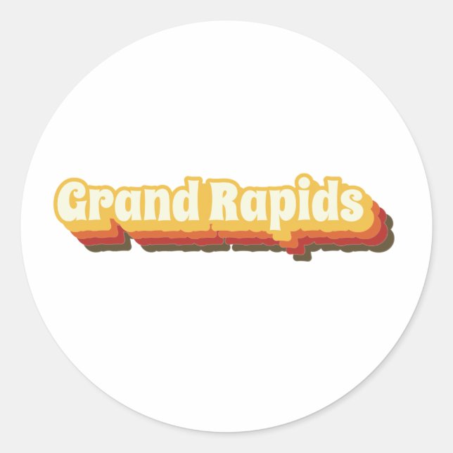 Sticker Rond Texte Vintage rétro Grand Rapids (Devant)
