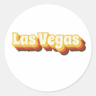 Sticker Rond Texte Vintage rétro Las Vegas
