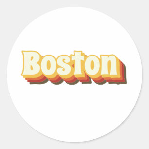 Sticker Rond Texte Vintage rétroactif de Boston
