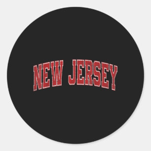 Sticker Rond Texte Vintage Rouge Rétro du New Jersey