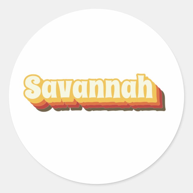 Sticker Rond Texte Vintage Savannah Retro (Devant)