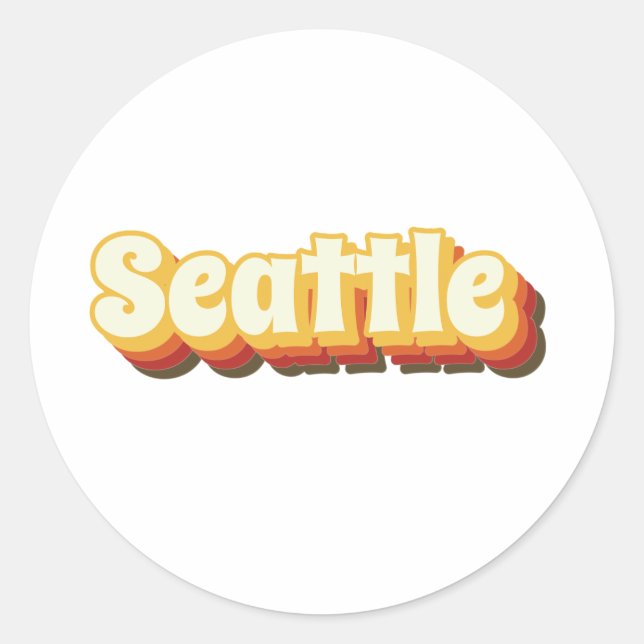 Sticker Rond Texte Vintage Seattle Retro (Devant)
