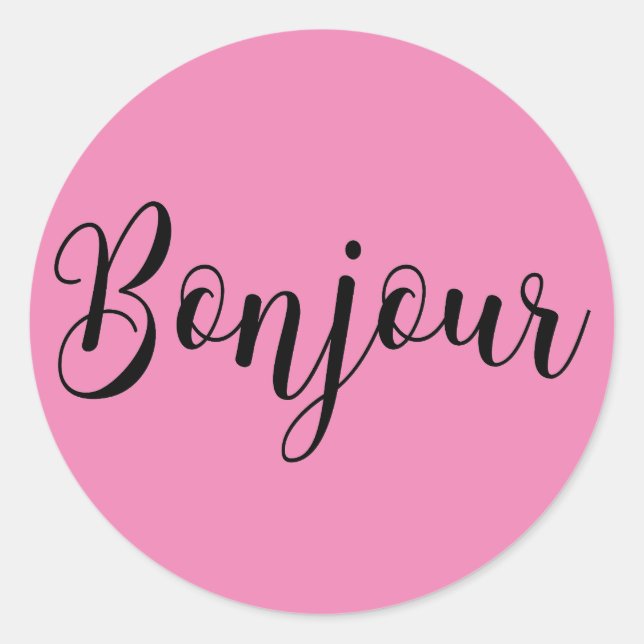 Sticker Rond TexteNoirBonjour (Devant)