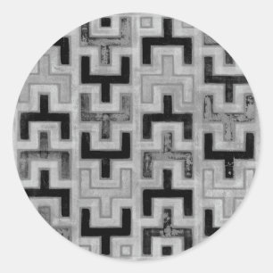 Sticker Rond Textile africain en tissu boueux avec Motifs géomé