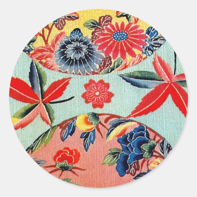 Sticker Rond Textile japonais Kimono vintage (Bingata) (Devant)