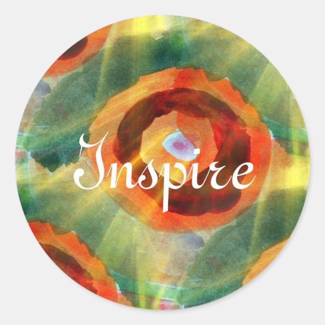 Sticker Rond texture artistique Eau abstraite verte, orange, ce (Devant)