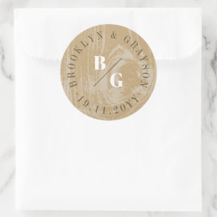 Sticker Rond Texture Bois Grain Rustique Ocre Automne Mariage