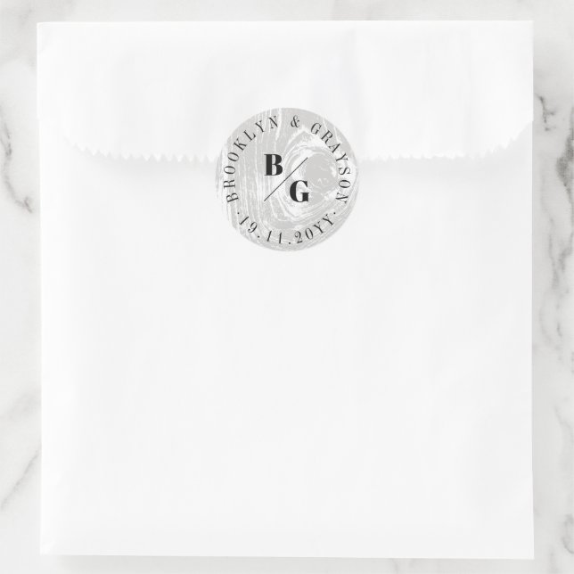 Sticker Rond Texture de bois rustique gris blanc pour mariage d (Sac)