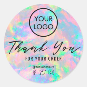 Sticker Rond texture de gemme opale merci