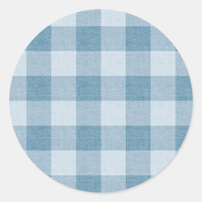 Sticker Rond Texture de lin à carreaux de Buffalo gingham bleu  (Devant)