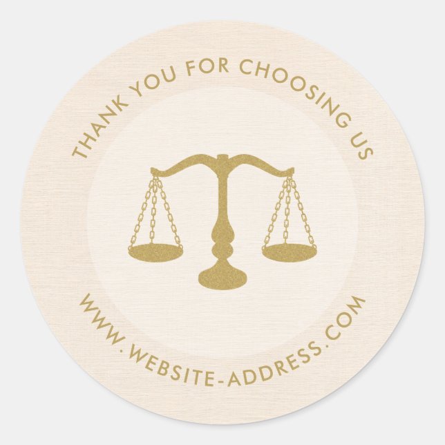 Sticker Rond Texture de lin beige clair avec logo texte personn (Devant)