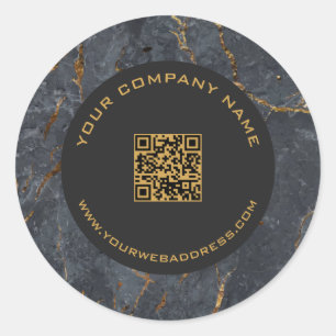 Sticker Rond Texture de luxe en marbre noir et or