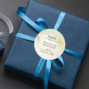 Sticker Rond Texture de marbre d'or Mariage islamique Merci