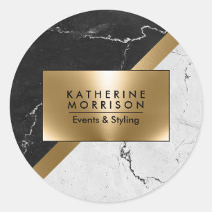 Sticker Rond Texture de marbre et or