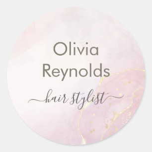 Sticker Rond Texture minimaliste moderne en marbre rose or