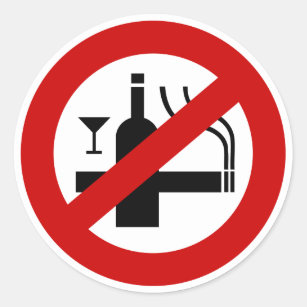 Sticker Rond ⚠ thaïlandais de signe de ⚠ non-fumeurs d'alcool