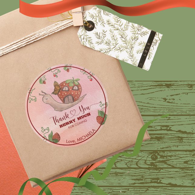 Sticker Rond Thank You Berry Much 1st Birthday  (Thank You Berry Much 1st Birthday Classic Round Sticker)