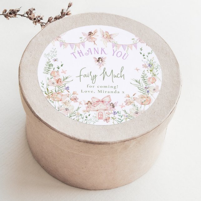Sticker Rond Thank you Fairy Much Fairy 1st Birthday Whimsical (Créateur téléchargé)