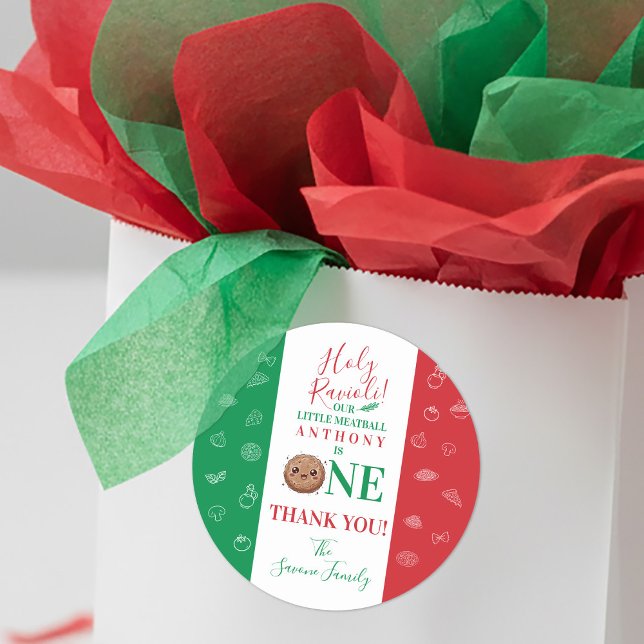 Sticker Rond Thank You First Birthday Party Meatball (Thank You First Birthday Party Meatball Classic Round Sticker)