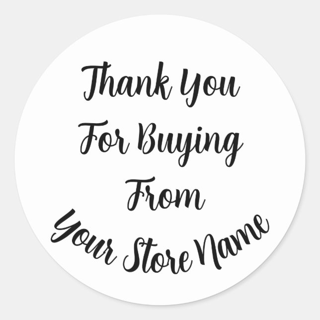 Sticker Rond Thank You For Buying Custom Business Short Name (Devant)