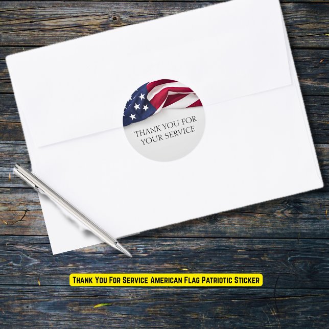 Sticker Rond Thank You For Service American Flag Patriotic (Thank You For Service American Flag Patriotic Classic Round Sticker
)