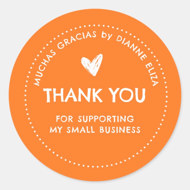 Sticker Rond Thank You For Supporting My Small Business (Devant)