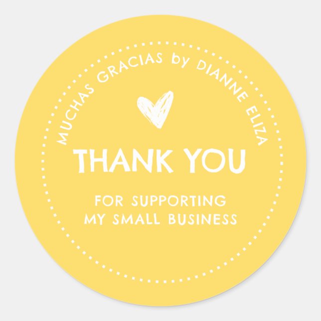 Sticker Rond Thank You For Supporting My Small Business (Devant)