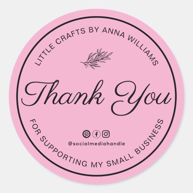 Sticker Rond Thank You For Supporting My Small Business (Devant)