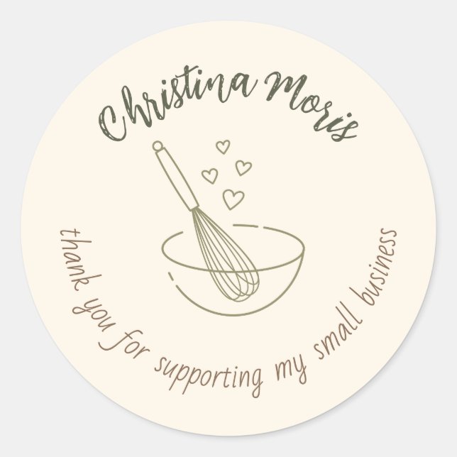 Sticker Rond Thank You For Supporting my Small Vegan Bakery (Devant)