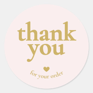 Sticker Rond Thank You for Your Order Blush Pink Gold