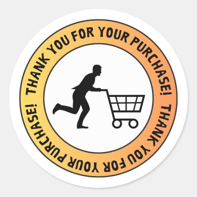 Sticker Rond Thank You for Your Purchase – Shopping Cart Sticke (Devant)