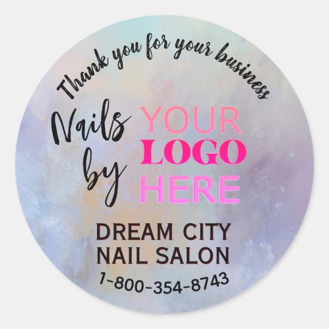 Sticker Rond Thank You Logo Manicure Nail Salon Small Business  (Devant)