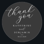 Sticker Rond Thank You Matte Black Minimalist Wedding<br><div class="desc">Create your own personalized wedding stickers cards featuring modern monogram typography and minimalist graphic design in matte black color.</div>