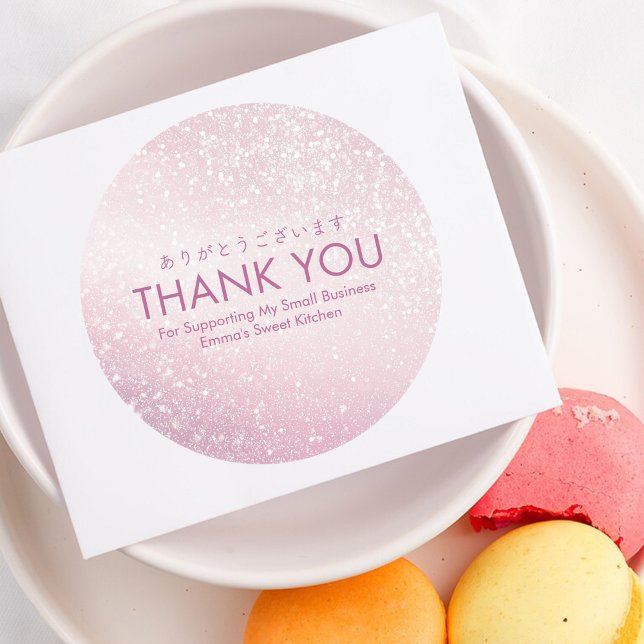Sticker Rond Thank You Pink Glitter Sparkle Small Business (Créateur téléchargé)