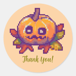 Sticker Rond Thank You Pixel Art, Pixelart Pumpkin