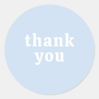 Sticker Rond Thank You Simple Retro Font Wedding Baby Blue