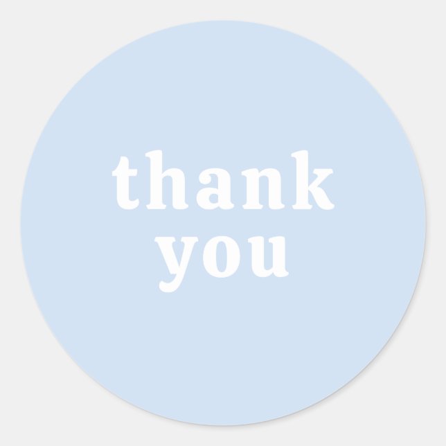 Sticker Rond Thank You Simple Retro Font Wedding Baby Blue (Devant)