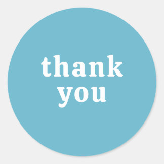 Sticker Rond Thank You Simple Retro Font Wedding Blue