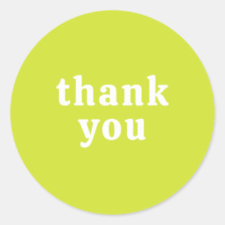 Sticker Rond Thank You Simple Retro Font Wedding Chartreuse
