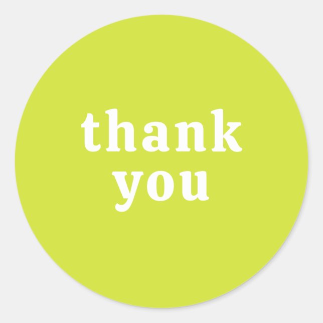 Sticker Rond Thank You Simple Retro Font Wedding Chartreuse (Devant)
