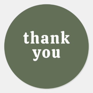 Sticker Rond Thank You Simple Retro Font Wedding Dark Green