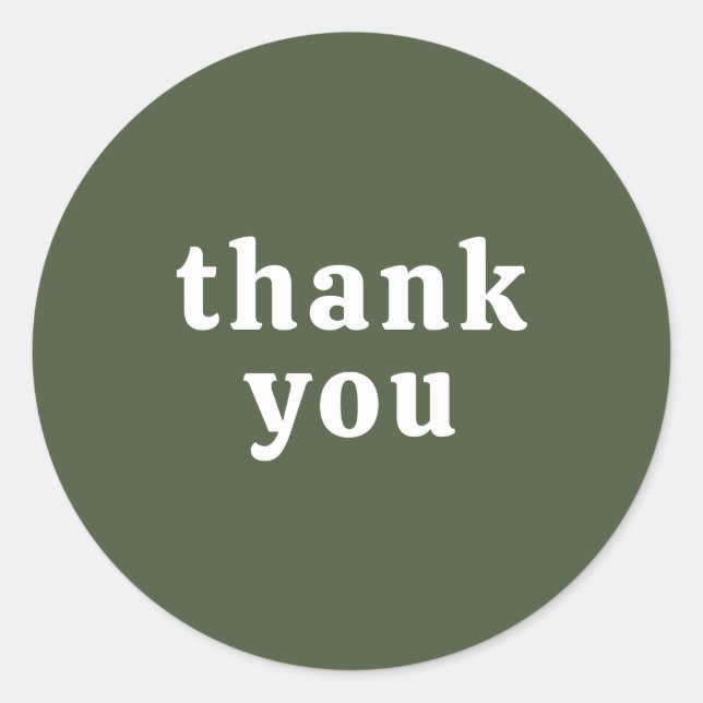Sticker Rond Thank You Simple Retro Font Wedding Dark Green (Devant)