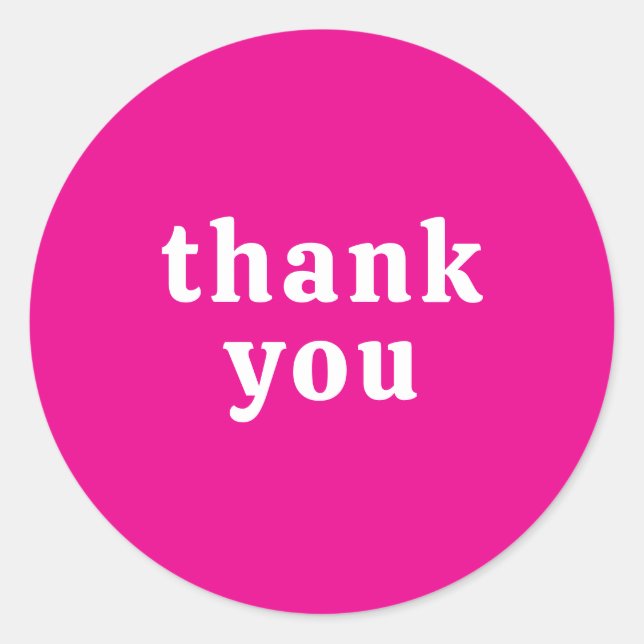 Sticker Rond Thank You Simple Retro Font Wedding Hot Pink (Devant)