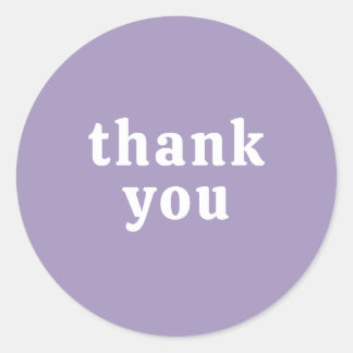 Sticker Rond Thank You Simple Retro Font Wedding Pretty Purple