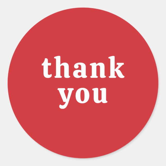 Sticker Rond Thank You Simple Retro Font Wedding Red Summer (Devant)
