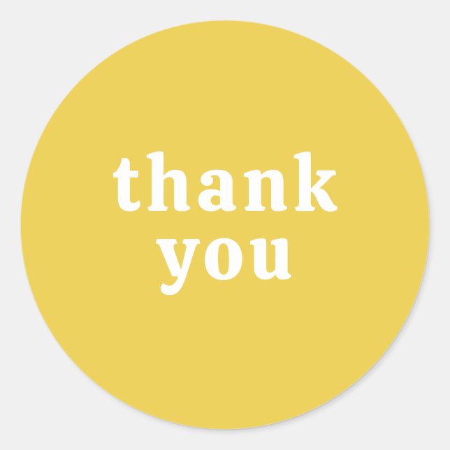 Sticker Rond Thank You Simple Retro Font Wedding Yellow Gold (Devant)