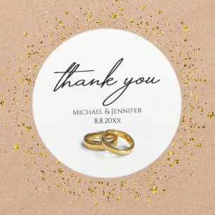 Sticker Rond Thank you, wedding rings, custom