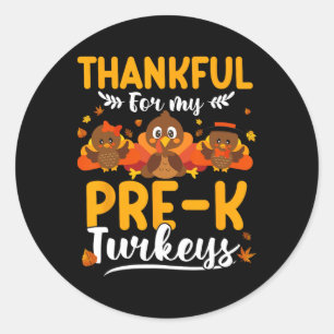 Sticker Rond Thanksgiving Automne automne Merci Mes clés Pré-k