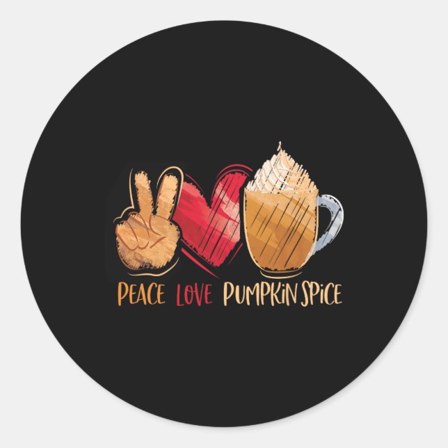 Sticker Rond Thanksgiving Automne Femmes Paix Amour Citrouille  (Devant)